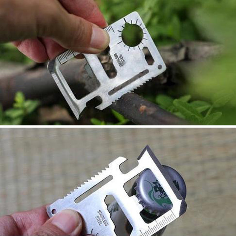 11 in 1 Credit Card Size Stainless Steel Survival Multitool Utility Tool